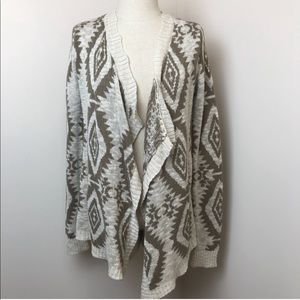 Aztec Print Drapey Cardigan Sweater
